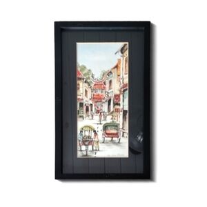 1980s Watercolor Penang Malaysia Street Scene – Signed Jia Chun